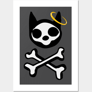 Dead Cat Skull Bones Pirate Angel Doodle Posters and Art